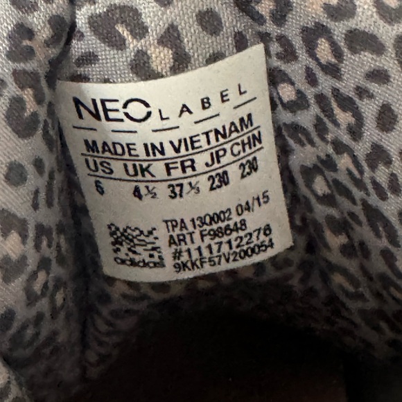ADIDAS Neo Label suede grey high top heeled sneaker w/ animal print accent - Picture 5 of 9
